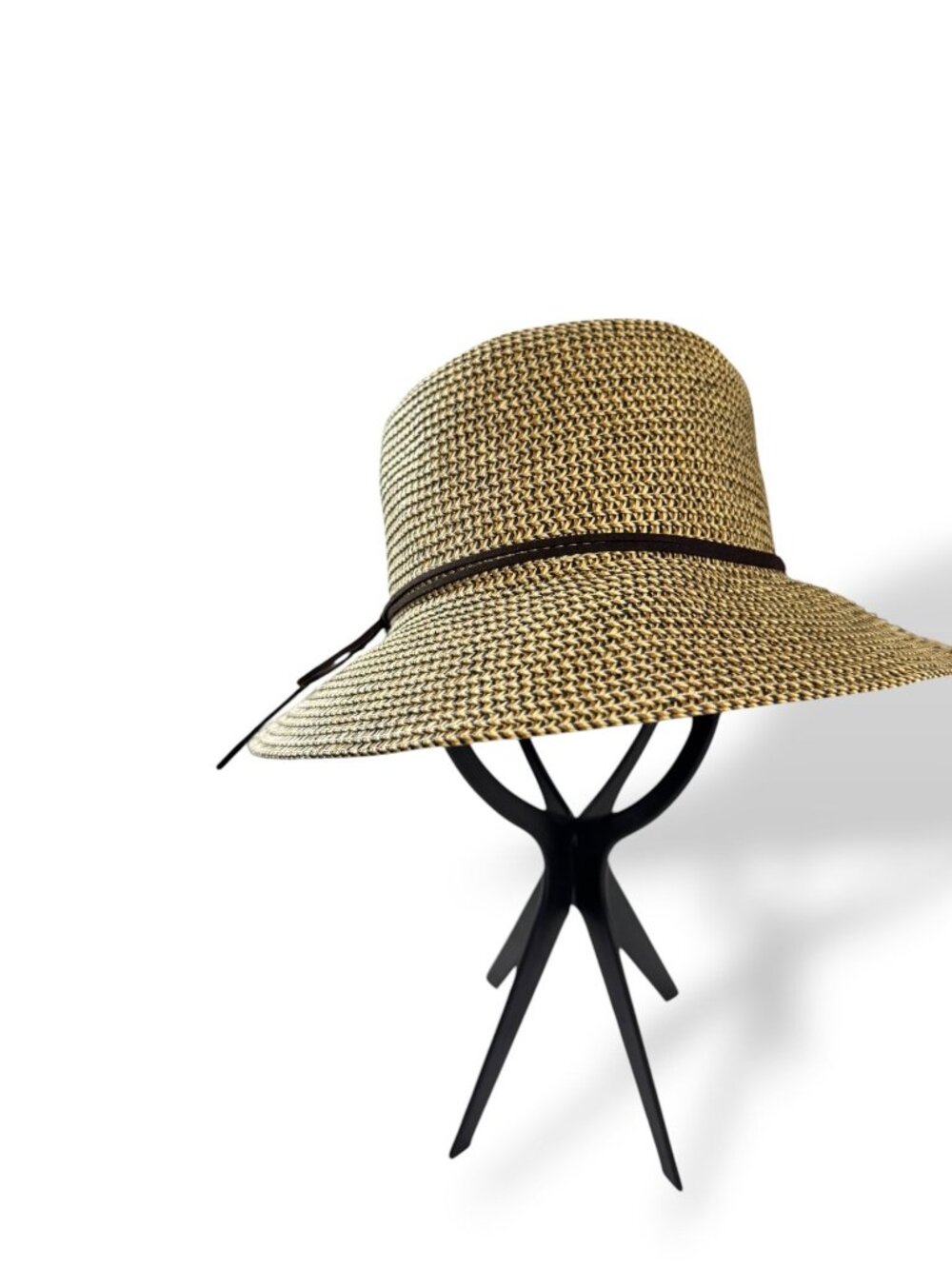 Straw Sun Hat With Adjustable Black Bow & 3-Inch Brim Packable For Travel